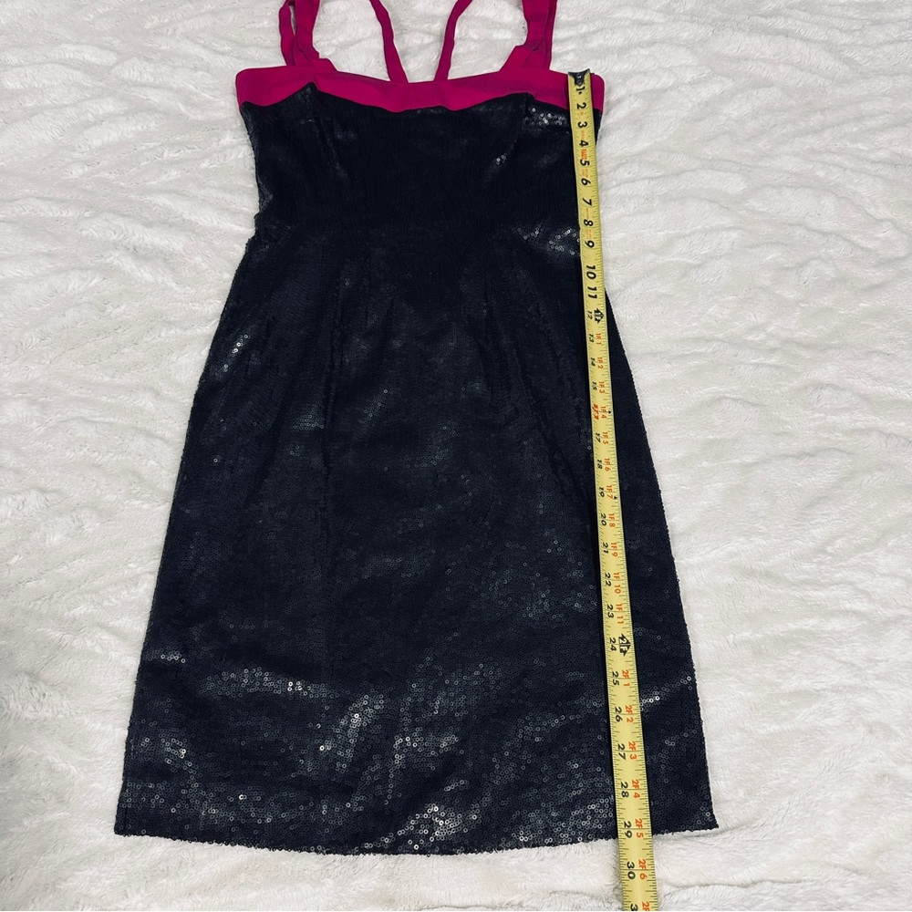 Jay Godfrey Size 0 Black Sequin Mini Dress Hot Pink Straps Cocktail Party city - Picture 6 of 9